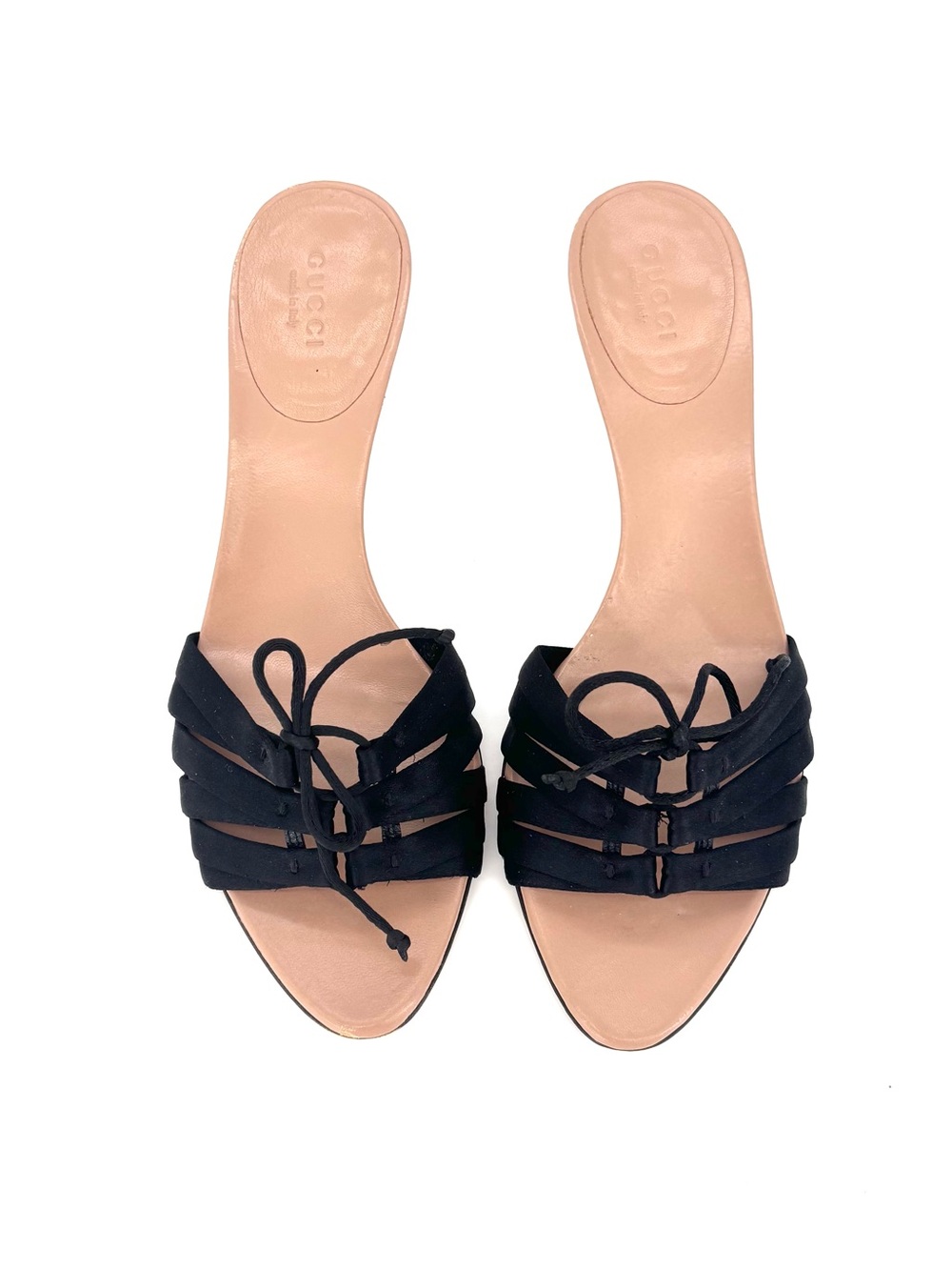 Vintage Gucci Tom Ford S/S 2004 Bow Bamboo Heel Slip On Mules Sandals 7.5 - Picture 7 of 9